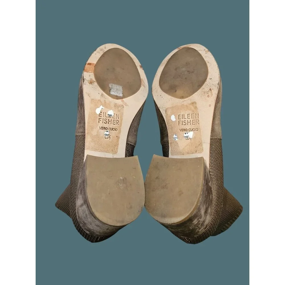 Eileen Fisher Knolls Stretch Suede Sock Knit Ankle Booties Women 8.5 Minimalist